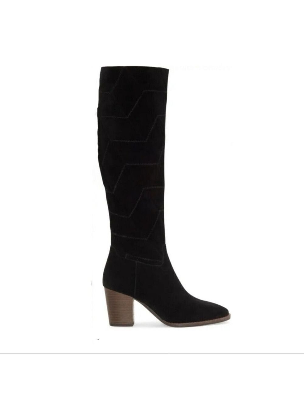 Lucky Brand Black Suede Leather Prouska Heeled Boots 8M - Picture 5 of 15